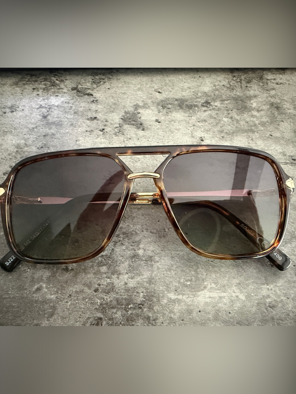 Tortoiseshell Oversized Square Sunglasses with Gold Accents